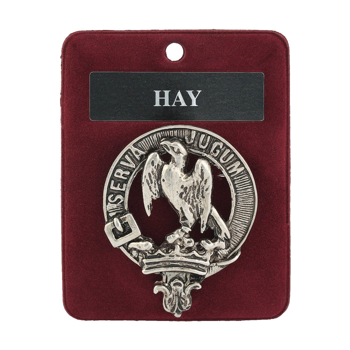 Hay Clan Badge, Kilt Pin, Lapel Pin, Cufflinks, Keyring/Key Fob & Gift Set — Fine Pewter by Art Pewter — Made in Scotland (Shiny Finish) - Heritage Of Scotland - Badge