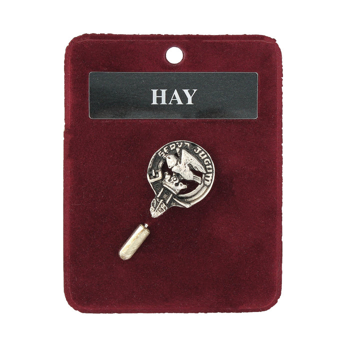 Hay Clan Badge, Kilt Pin, Lapel Pin, Cufflinks, Keyring/Key Fob & Gift Set — Fine Pewter by Art Pewter — Made in Scotland (Shiny Finish) - Heritage Of Scotland - Lapel Pin