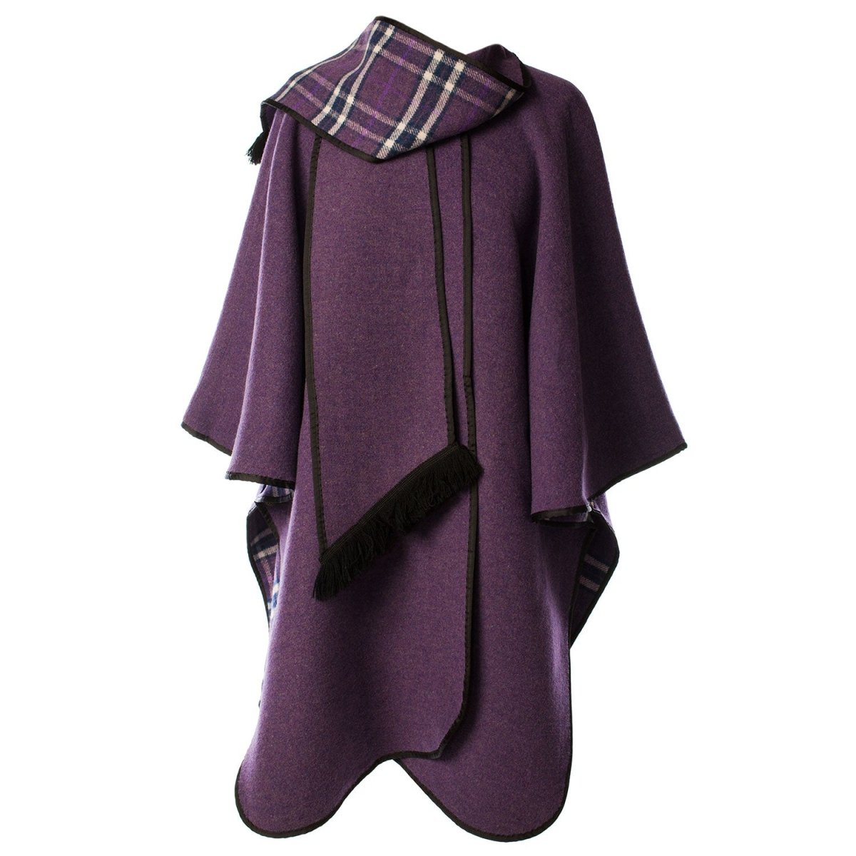 Heritage of Scotland Ladies Warm Reversible Wool Blend Cape - PURPLE - Heritage Of Scotland -