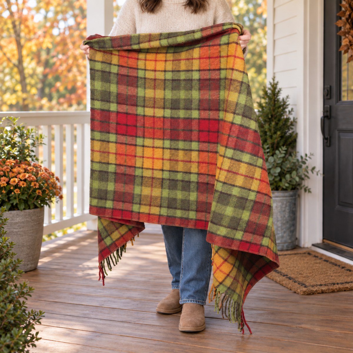 Highland Comfort – Recycled Wool Scottish Tartan Knee Blanket - Buchanan Autumn - Heritage Of Scotland -