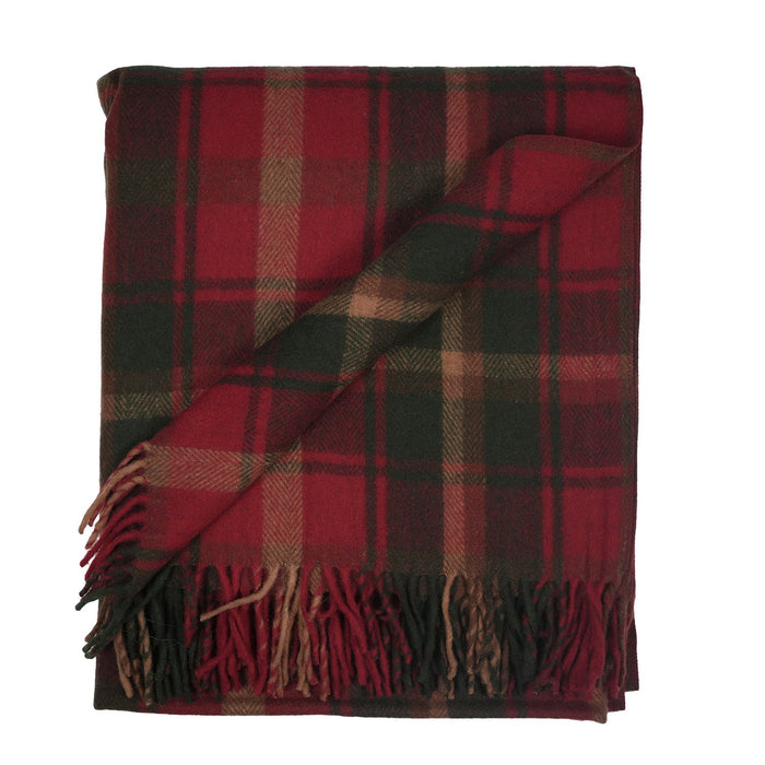 Highland Wool Blend Tartan Blanket Throw - Heritage Of Scotland - DARK MAPLE