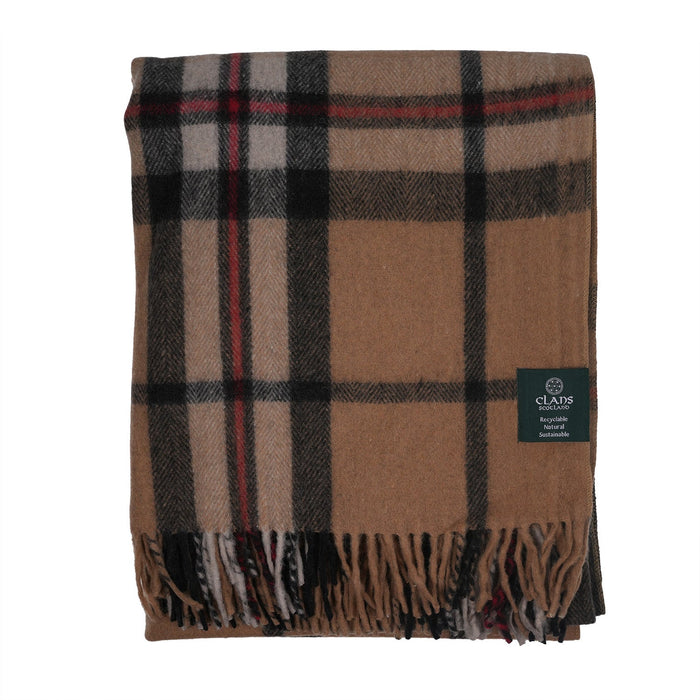 Highland Wool Blend Tartan Blanket Throw - Heritage Of Scotland - EXPLODED THOMSON CAMEL