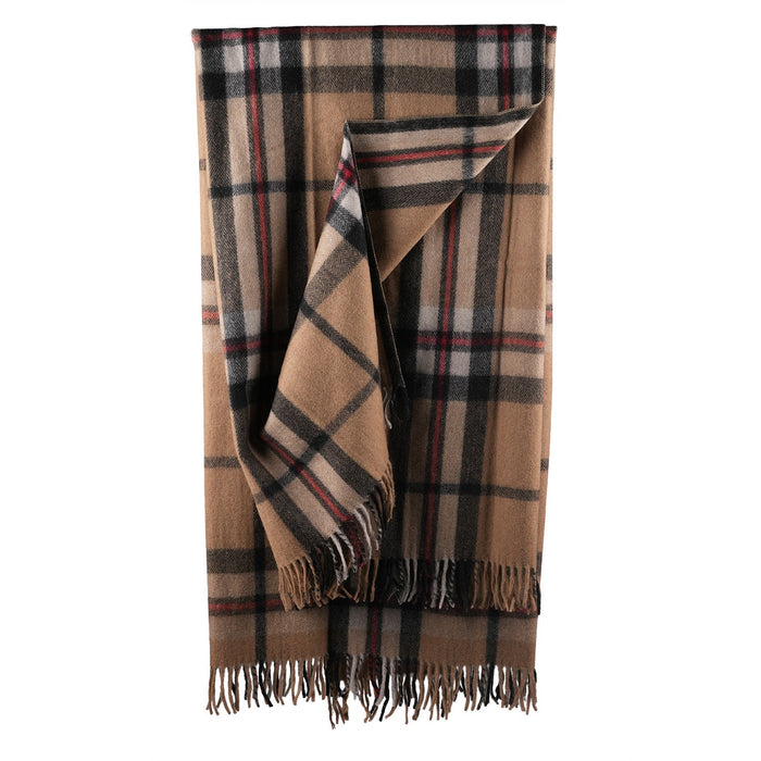 Highland Wool Blend Tartan Blanket Throw - Heritage Of Scotland - EXPLODED THOMSON CAMEL