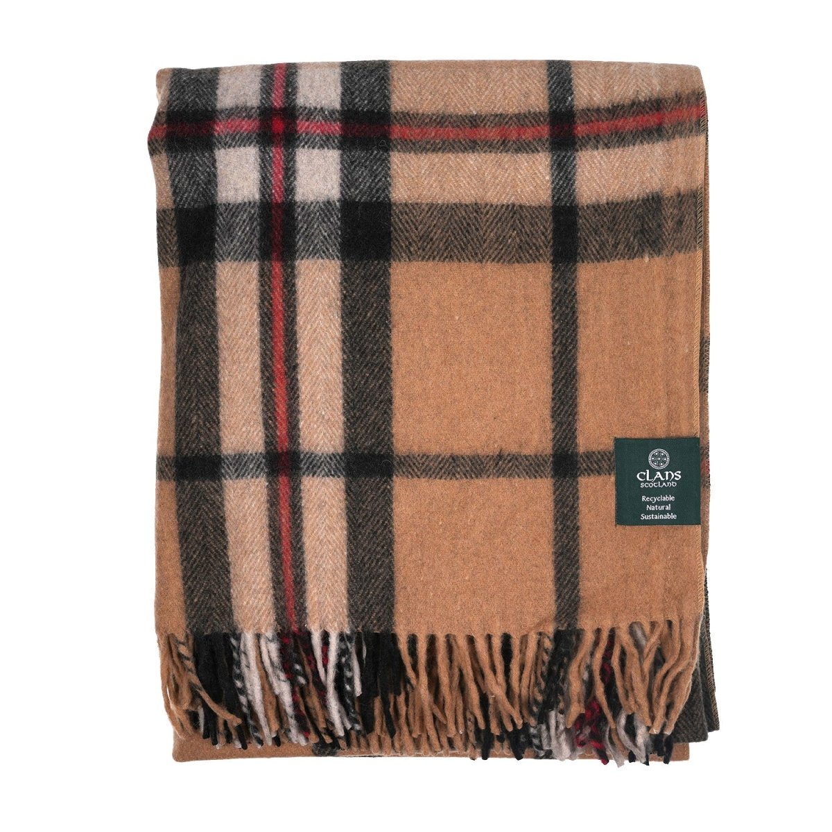 Highland Wool Blend Tartan Blanket / Throw Extra Warm EXPLODED THOMSON CAMEL - Heritage Of Scotland -