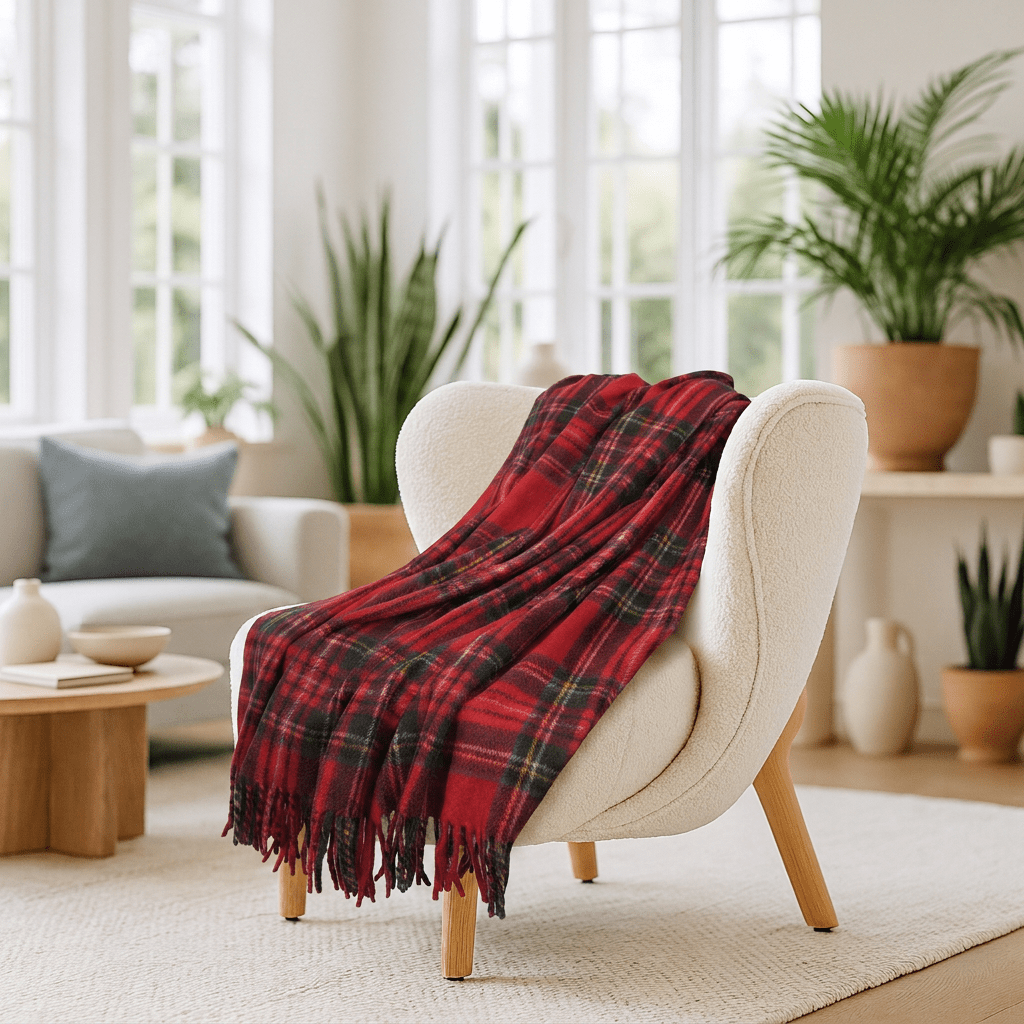 Highland Wool Blend Tartan Blanket Throw Extra Warm - STEWART ROYAL - Heritage Of Scotland -