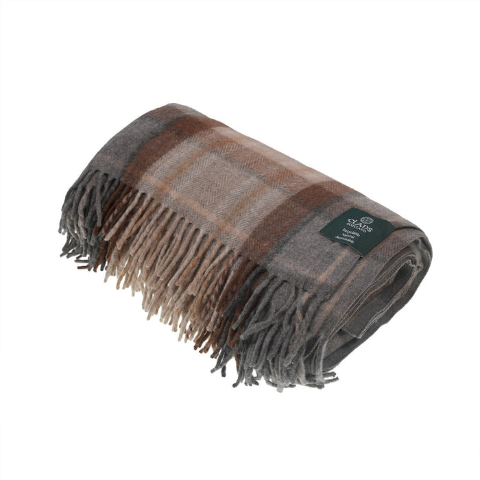 Highland Wool Blend Tartan Blanket Throw - Heritage Of Scotland - MACKELLAR NATURAL