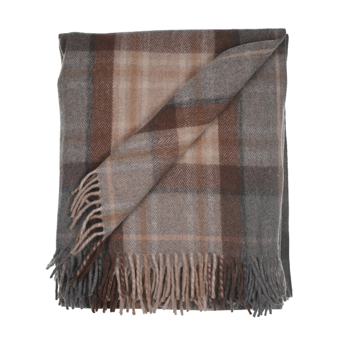 Highland Wool Blend Tartan Blanket Throw - Heritage Of Scotland - MACKELLAR NATURAL