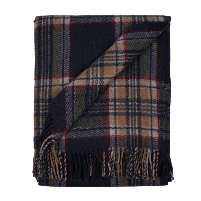 Highland Wool Blend Tartan Blanket Throw - Heritage Of Scotland - STEWART NAVY