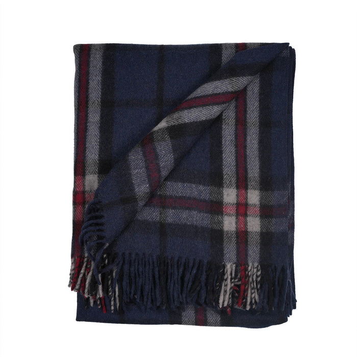Highland Wool Blend Tartan Blanket Throw - Heritage Of Scotland - THOMSON NAVY