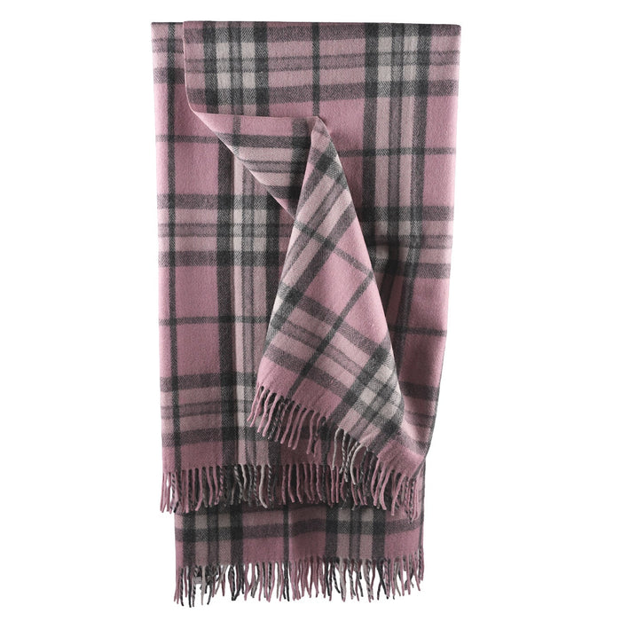 Highland Wool Blend Tartan Blanket Throw - Heritage Of Scotland - THOMSON PINK