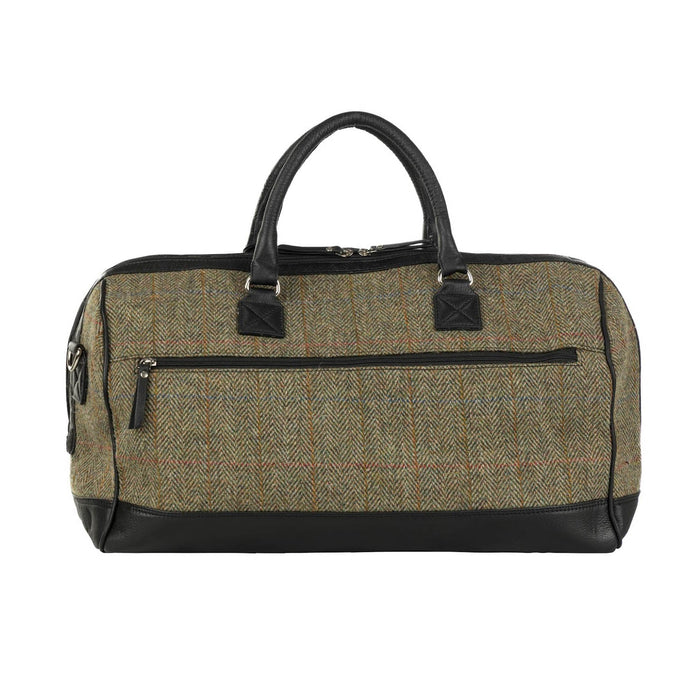 Ht Leather Weekender Bag Lt Brown Check / Black - Heritage Of Scotland - LT BROWN CHECK / BLACK