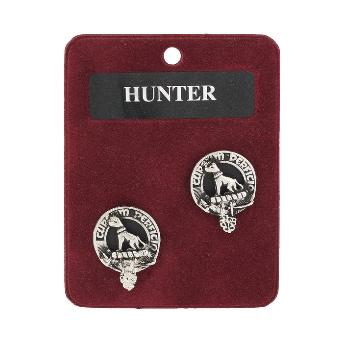 Hunter Clan Badge, Kilt Pin, Lapel Pin, Cufflinks, Keyring/Key Fob & Gift Set — Fine Pewter by Art Pewter — Made in Scotland (Shiny Finish) - Heritage Of Scotland - Cufflinks