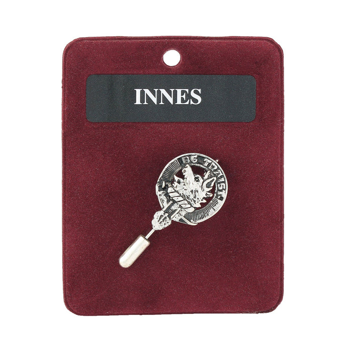 Innes Clan Badge, Kilt Pin, Lapel Pin, Cufflinks, Keyring/Key Fob & Gift Set — Fine Pewter by Art Pewter — Made in Scotland (Shiny Finish) - Heritage Of Scotland - Lapel Pin