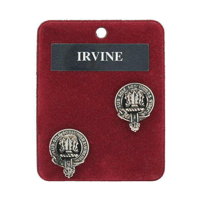 Irvine Clan Badge, Kilt Pin, Lapel Pin, Cufflinks, Keyring/Key Fob & Gift Set — Fine Pewter by Art Pewter — Made in Scotland (Shiny Finish) - Heritage Of Scotland - Cufflinks