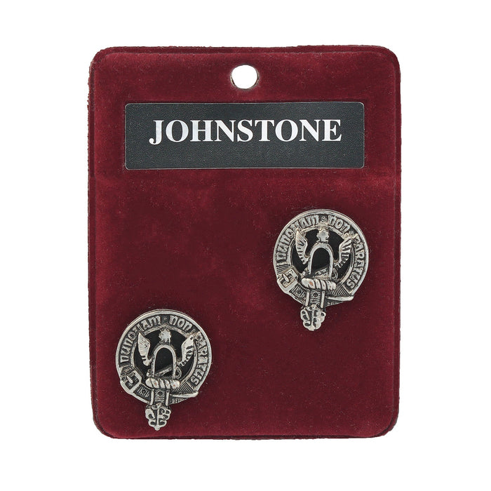 Johnstone Clan Badge, Kilt Pin, Lapel Pin, Cufflinks, Keyring/Key Fob & Gift Set — Fine Pewter by Art Pewter — Made in Scotland (Shiny Finish) - Heritage Of Scotland - Cufflinks