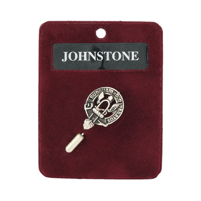 Johnstone Clan Badge, Kilt Pin, Lapel Pin, Cufflinks, Keyring/Key Fob & Gift Set — Fine Pewter by Art Pewter — Made in Scotland (Shiny Finish) - Heritage Of Scotland - Lapel Pin