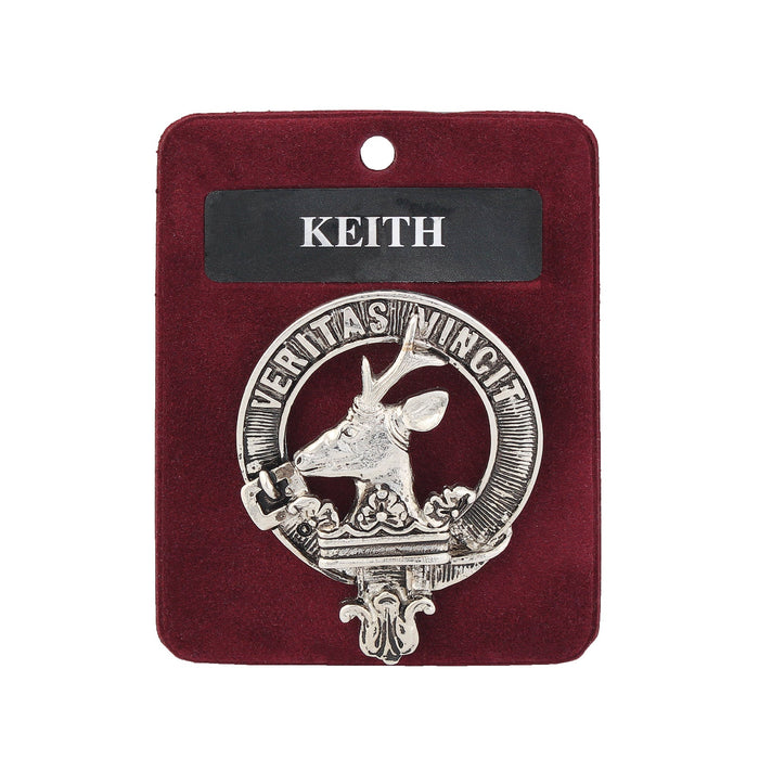 Keith Clan Badge, Kilt Pin, Lapel Pin, Cufflinks, Keyring/Key Fob & Gift Set — Fine Pewter by Art Pewter — Made in Scotland (Shiny Finish) - Heritage Of Scotland - Badge