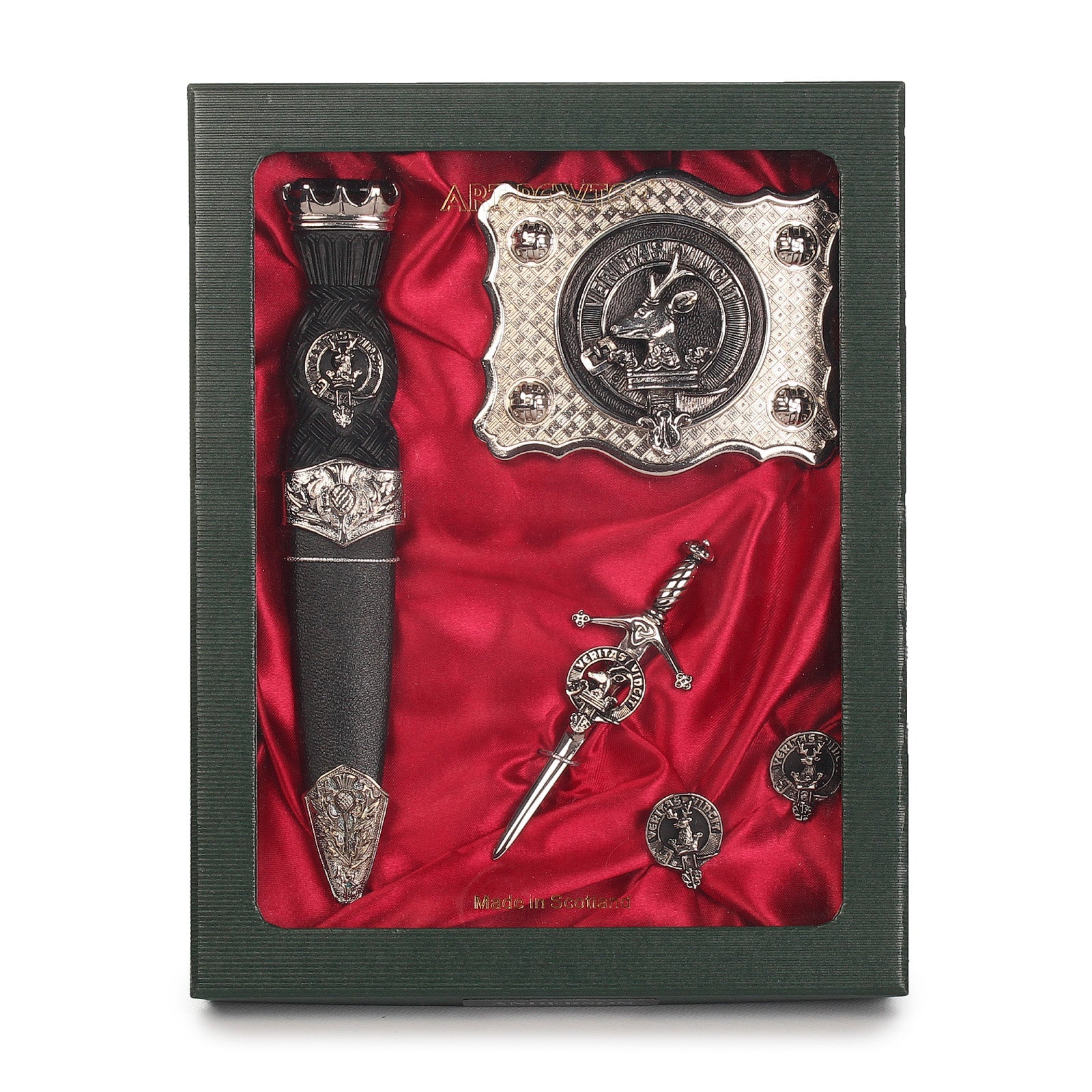 Keith Clan Badge, Kilt Pin, Lapel Pin, Cufflinks, Keyring/Key Fob & Gift Set — Fine Pewter by Art Pewter — Made in Scotland (Shiny Finish) - Heritage Of Scotland - Gift Set