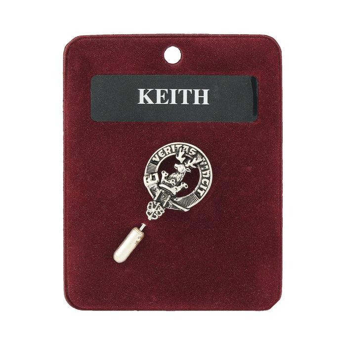 Keith Clan Badge, Kilt Pin, Lapel Pin, Cufflinks, Keyring/Key Fob & Gift Set — Fine Pewter by Art Pewter — Made in Scotland (Shiny Finish) - Heritage Of Scotland - Lapel Pin