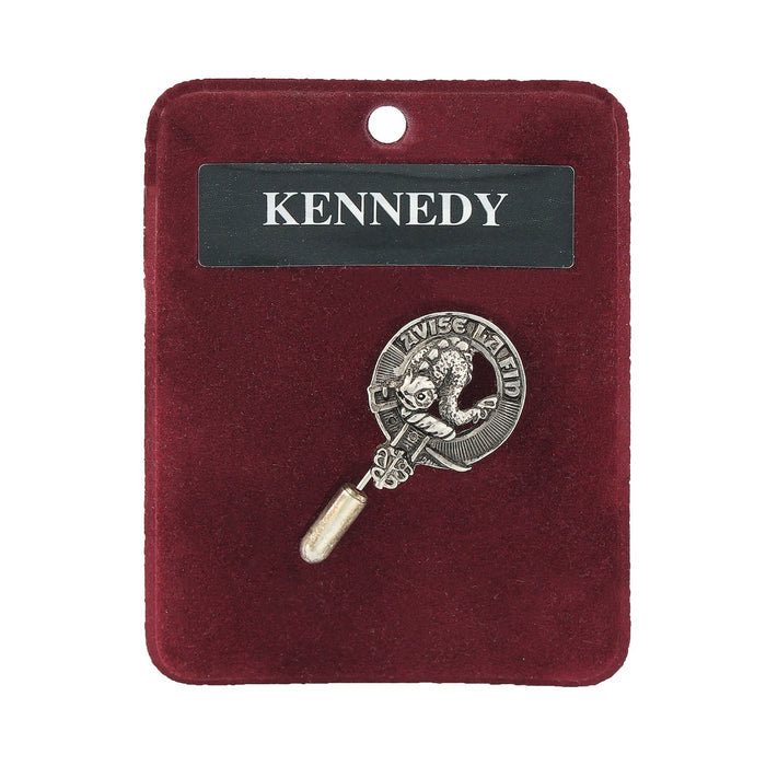Kennedy Clan Badge, Kilt Pin, Lapel Pin, Cufflinks, Keyring/Key Fob & Gift Set — Fine Pewter by Art Pewter — Made in Scotland (Shiny Finish) - Heritage Of Scotland - Lapel Pin
