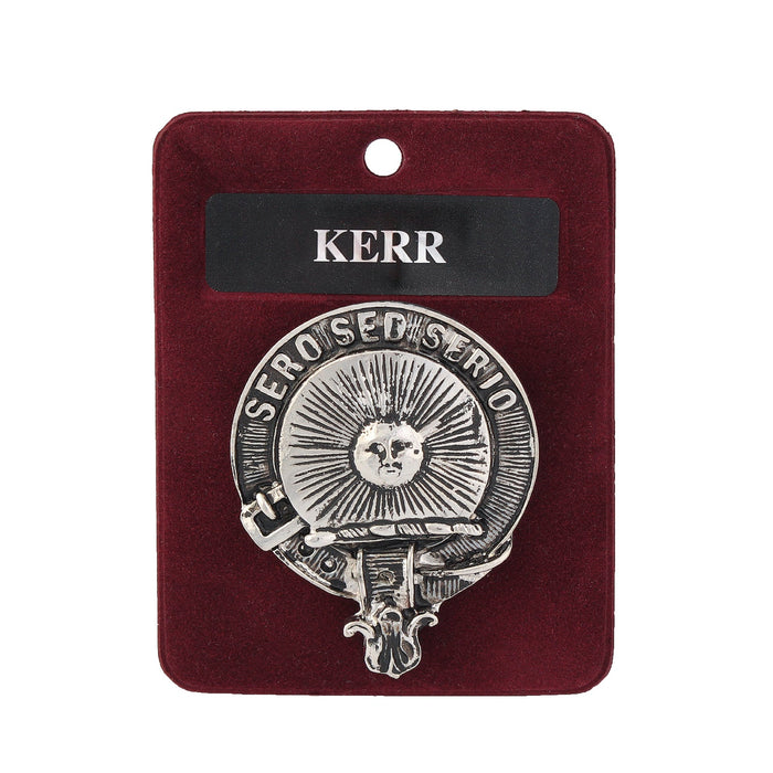 Kerr Clan Badge, Kilt Pin, Lapel Pin, Cufflinks, Keyring/Key Fob & Gift Set — Fine Pewter by Art Pewter — Made in Scotland (Shiny Finish) - Heritage Of Scotland - Badge