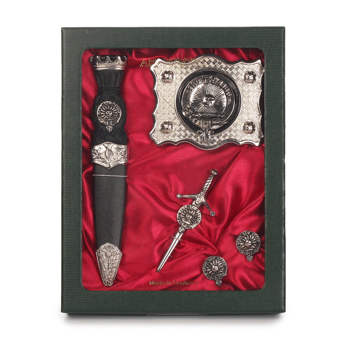 Kerr Clan Badge, Kilt Pin, Lapel Pin, Cufflinks, Keyring/Key Fob & Gift Set — Fine Pewter by Art Pewter — Made in Scotland (Shiny Finish) - Heritage Of Scotland - Gift Set