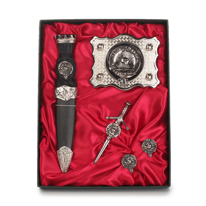 Kerr Clan Badge, Kilt Pin, Lapel Pin, Cufflinks, Keyring/Key Fob & Gift Set — Fine Pewter by Art Pewter — Made in Scotland (Shiny Finish) - Heritage Of Scotland - Gift Set