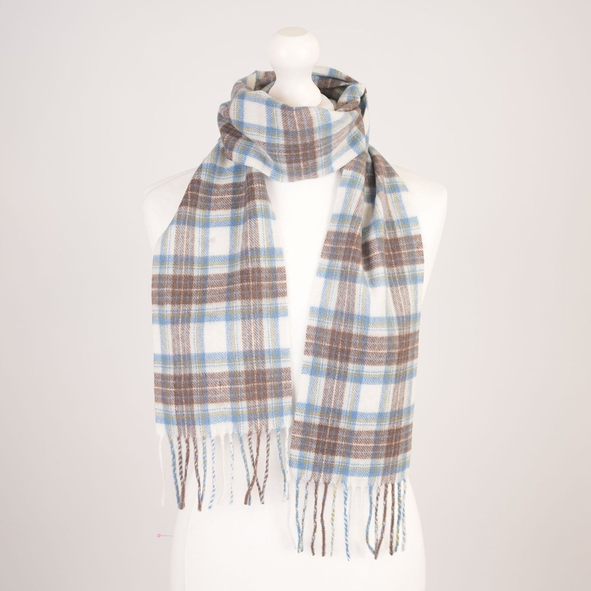 Kids 100% Cashmere Tartan Mini Scarf - STEWART MUTED BLUE - Heritage Of Scotland -