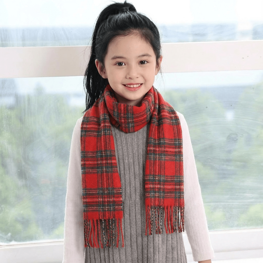 Kids 100% Cashmere Tartan Mini Scarf - STEWART ROYAL - Heritage Of Scotland -