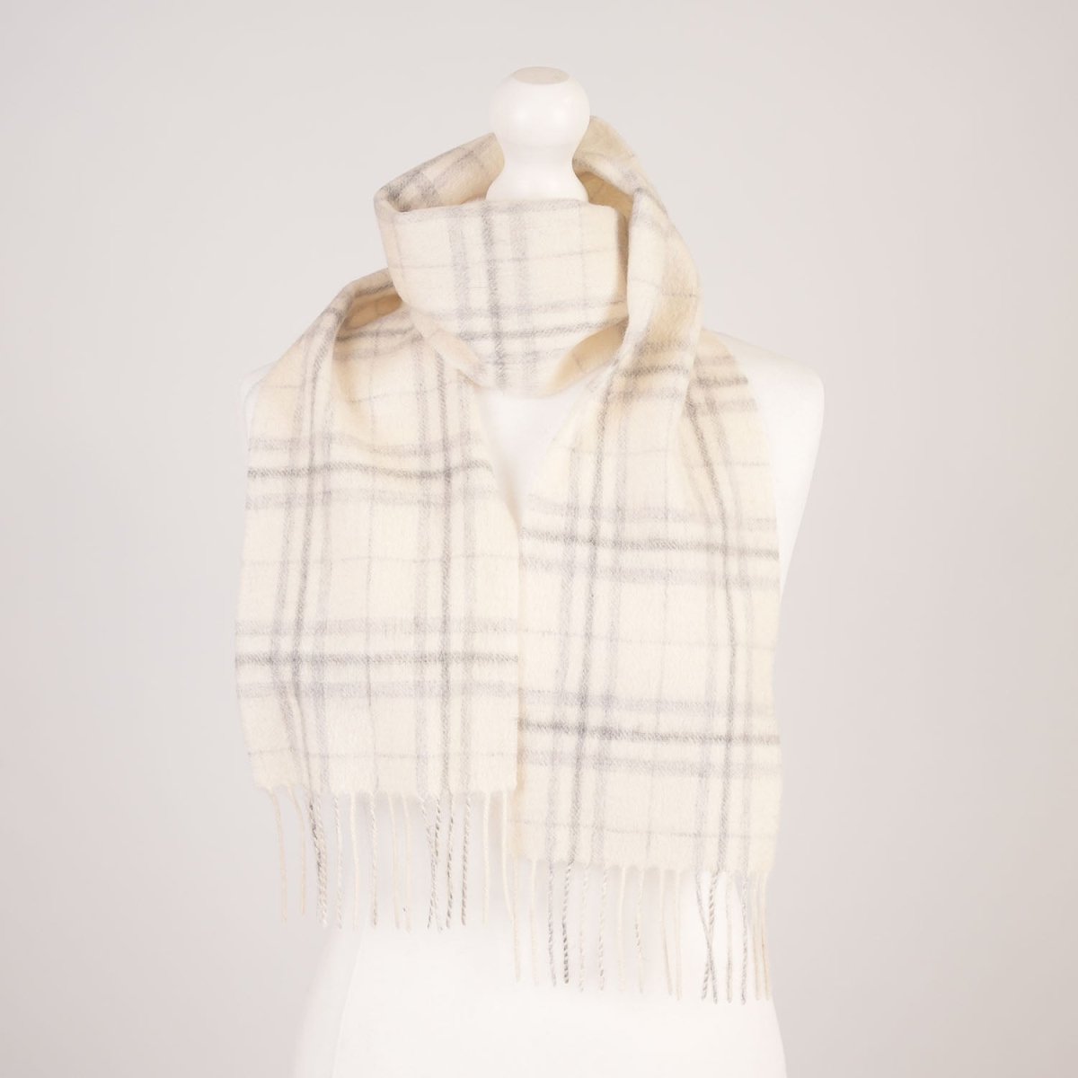 Kids 100% Lambswool Tartan Mini Scarf – Soft Children’s Wool Scarf - Thomson Pale Cream - Heritage Of Scotland -