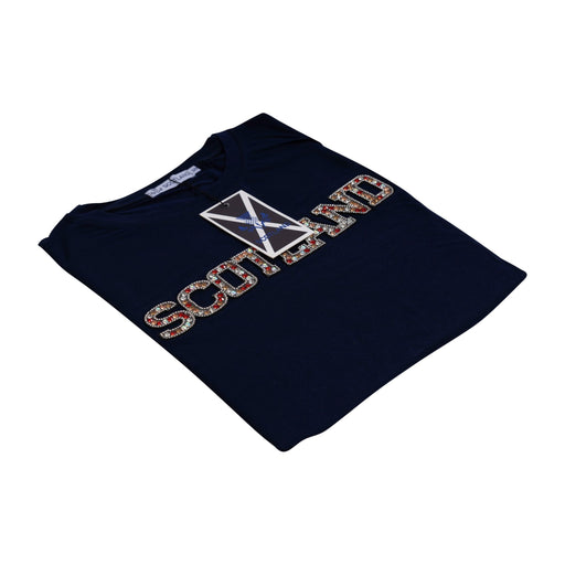 Ladies Diamante Scotland T-Shirt Navy - Heritage Of Scotland - NAVY