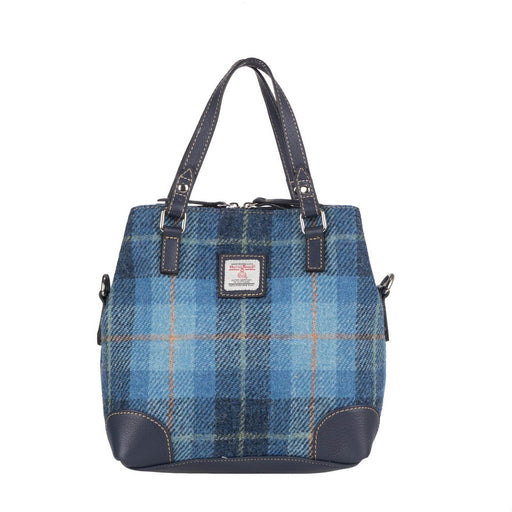 Ladies Ht Leather Hand Bag Blue Check / Blue - Heritage Of Scotland - BLUE CHECK / BLUE