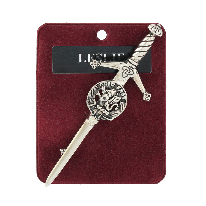 Leslie Clan Badge, Kilt Pin, Lapel Pin, Cufflinks, Keyring/Key Fob & Gift Set — Fine Pewter by Art Pewter — Made in Scotland (Shiny Finish) - Heritage Of Scotland - Kilt Pin