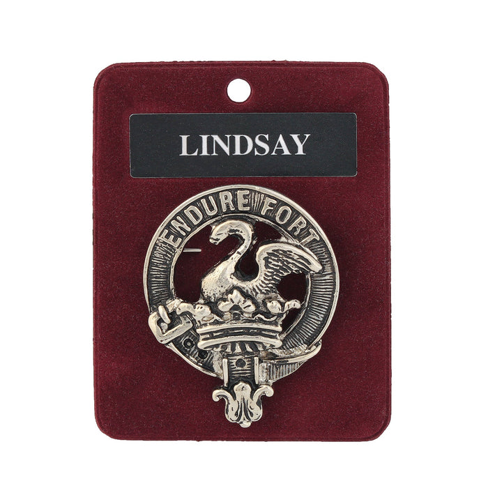 Lindsay Clan Badge, Kilt Pin, Lapel Pin, Cufflinks, Keyring/Key Fob & Gift Set — Fine Pewter by Art Pewter — Made in Scotland (Shiny Finish) - Heritage Of Scotland - Badge