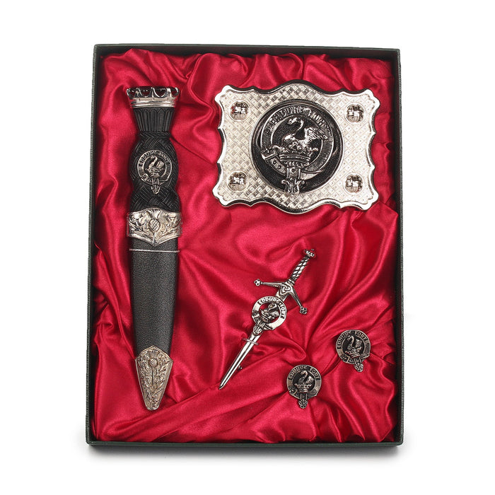 Lindsay Clan Badge, Kilt Pin, Lapel Pin, Cufflinks, Keyring/Key Fob & Gift Set — Fine Pewter by Art Pewter — Made in Scotland (Shiny Finish) - Heritage Of Scotland - Gift Set