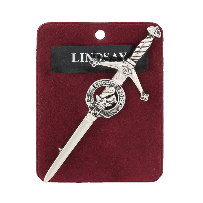 Lindsay Clan Badge, Kilt Pin, Lapel Pin, Cufflinks, Keyring/Key Fob & Gift Set — Fine Pewter by Art Pewter — Made in Scotland (Shiny Finish) - Heritage Of Scotland - Kilt Pin