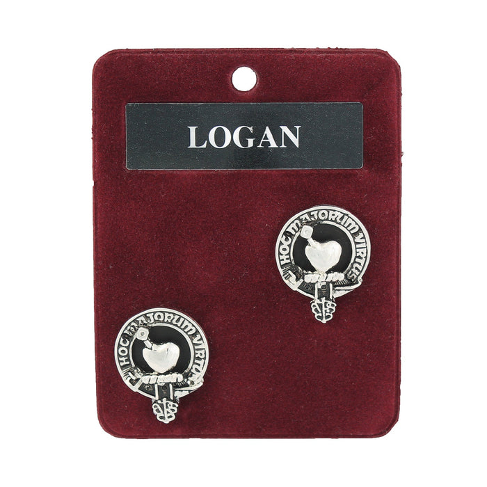 Logan Clan Badge, Kilt Pin, Lapel Pin, Cufflinks, Keyring/Key Fob & Gift Set — Fine Pewter by Art Pewter — Made in Scotland (Shiny Finish) - Heritage Of Scotland - Cufflinks