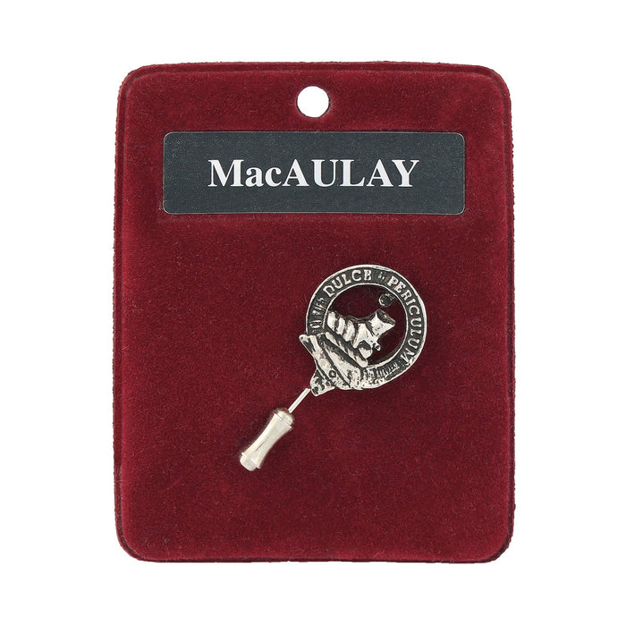 MacAulay Clan Badge, Kilt Pin, Lapel Pin, Cufflinks, Keyring/Key Fob & Gift Set — Fine Pewter by Art Pewter — Made in Scotland (Shiny Finish) - Heritage Of Scotland - Lapel Pin
