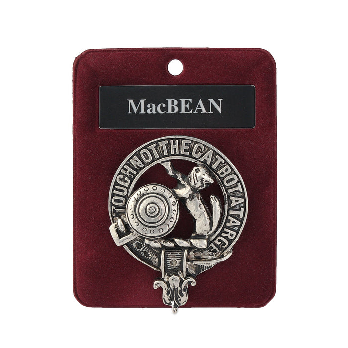 MacBean Clan Badge, Kilt Pin, Lapel Pin, Cufflinks, Keyring/Key Fob & Gift Set — Fine Pewter by Art Pewter — Made in Scotland (Shiny Finish) - Heritage Of Scotland - Badge