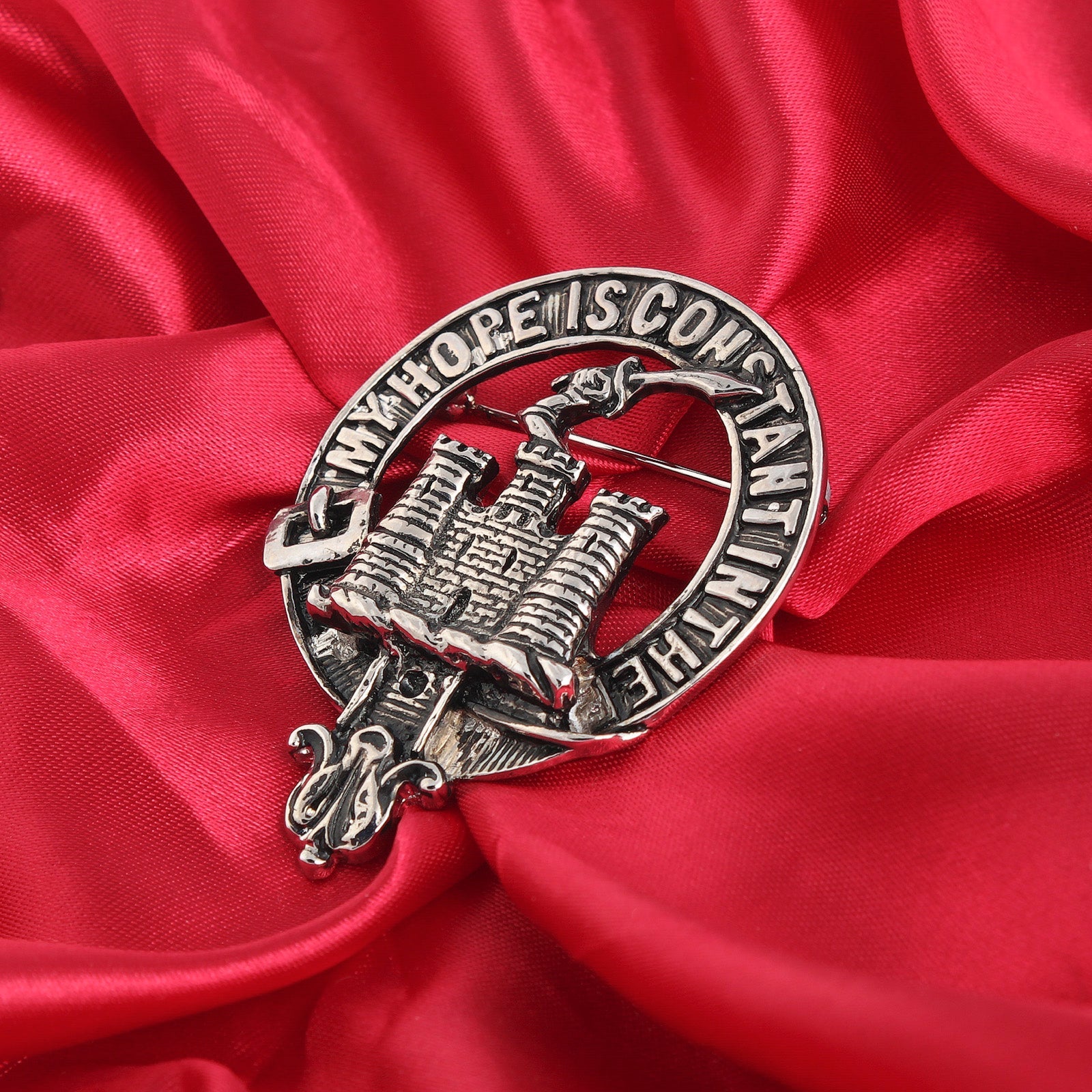 MacDonald of Clanranald Clan Badge, Kilt Pin, Lapel Pin, Cufflinks, Keyring/Key Fob & Gift Set — Fine Pewter by Art Pewter — Made in Scotland (Shiny Finish) - Heritage Of Scotland - Badge