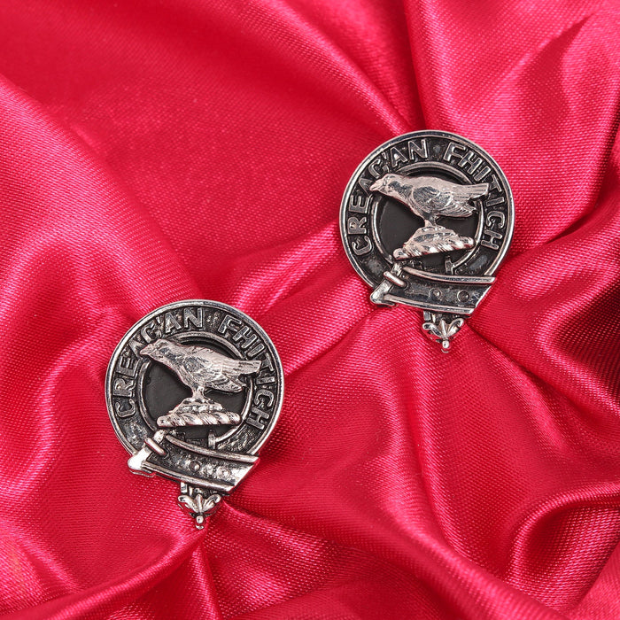 MacDonald of Glengarry Clan Badge, Kilt Pin, Lapel Pin, Cufflinks, Keyring/Key Fob & Gift Set — Fine Pewter by Art Pewter — Made in Scotland (Shiny Finish) - Heritage Of Scotland - Cufflinks