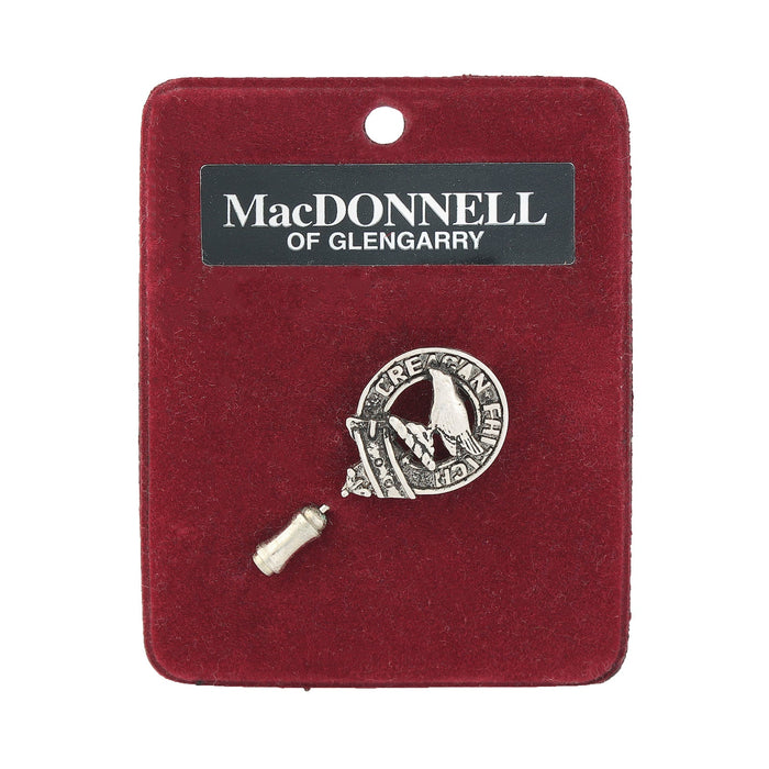 MacDonald of Glengarry Clan Badge, Kilt Pin, Lapel Pin, Cufflinks, Keyring/Key Fob & Gift Set — Fine Pewter by Art Pewter — Made in Scotland (Shiny Finish) - Heritage Of Scotland - Lapel Pin