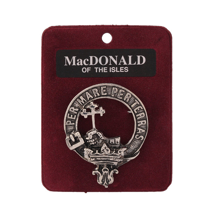 MacDonald of the Isles Clan Badge, Kilt Pin, Lapel Pin, Cufflinks, Keyring/Key Fob & Gift Set — Fine Pewter by Art Pewter — Made in Scotland (Shiny Finish) - Heritage Of Scotland - Badge