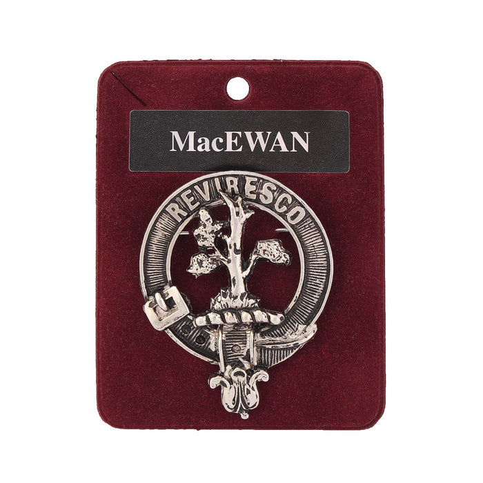 MacEwen Clan Badge, Kilt Pin, Lapel Pin, Cufflinks, Keyring/Key Fob & Gift Set — Fine Pewter by Art Pewter — Made in Scotland (Shiny Finish) - Heritage Of Scotland - Badge