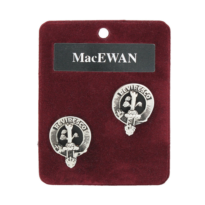 MacEwen Clan Badge, Kilt Pin, Lapel Pin, Cufflinks, Keyring/Key Fob & Gift Set — Fine Pewter by Art Pewter — Made in Scotland (Shiny Finish) - Heritage Of Scotland - Cufflinks