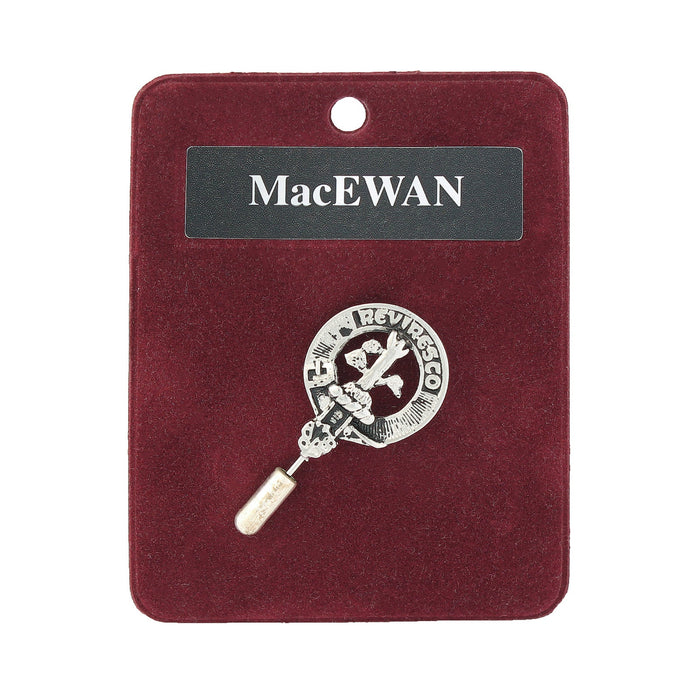 MacEwen Clan Badge, Kilt Pin, Lapel Pin, Cufflinks, Keyring/Key Fob & Gift Set — Fine Pewter by Art Pewter — Made in Scotland (Shiny Finish) - Heritage Of Scotland - Lapel Pin