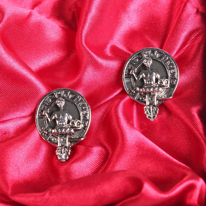 MacFarlane Clan Badge, Kilt Pin, Lapel Pin, Cufflinks, Keyring/Key Fob & Gift Set — Fine Pewter by Art Pewter — Made in Scotland (Shiny Finish) - Heritage Of Scotland - Cufflinks
