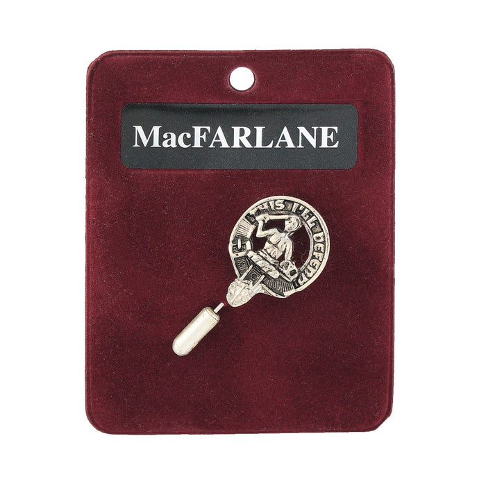 MacFarlane Clan Badge, Kilt Pin, Lapel Pin, Cufflinks, Keyring/Key Fob & Gift Set — Fine Pewter by Art Pewter — Made in Scotland (Shiny Finish) - Heritage Of Scotland - Lapel Pin