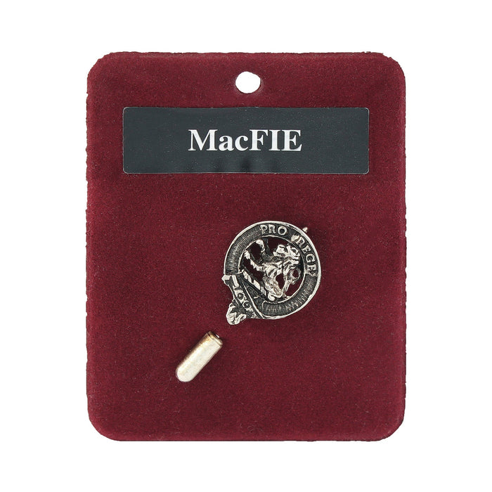 MacFie Clan Badge, Kilt Pin, Lapel Pin, Cufflinks, Keyring/Key Fob & Gift Set — Fine Pewter by Art Pewter — Made in Scotland (Shiny Finish) - Heritage Of Scotland - Lapel Pin