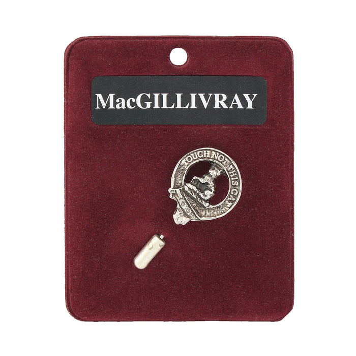MacGillivray Clan Badge, Kilt Pin, Lapel Pin, Cufflinks, Keyring/Key Fob & Gift Set — Fine Pewter by Art Pewter — Made in Scotland (Shiny Finish) - Heritage Of Scotland - Lapel Pin
